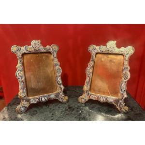 Pair Of Cloisonne Bronze Frames