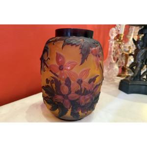 Rare 20th-century Blown-molded Gallé Vase 