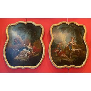 Pair Of Gallant Scenes - Eighteenth