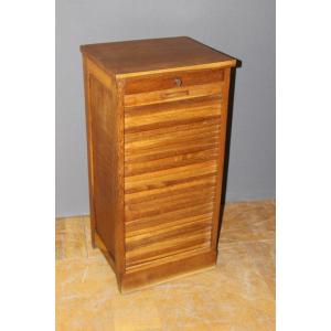 Oak Curtain Filing Cabinet Circa 1940