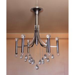 Chrome Chandelier And Glass Balls By Gaetano Sciolari Circa 1960