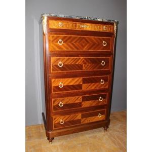 Louis XVI Style Chiffonier In Mahogany And Marquetry Circa 1925