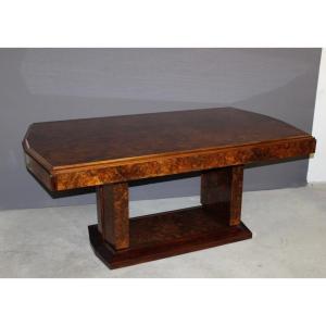 Art Deco Period Table In Mahogany And Elm Burl Circa 1930