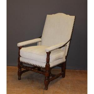 Louis XIV Period Rack Armchair In Walnut