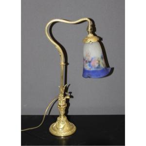 Muller Bronze And Glass Paste Desk Lamp Circa 1900