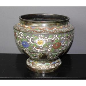 Cloisonne Bronze Plant Pot Japan XIX