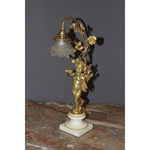 Angelot Lamp In Gilt Bronze Around 1900