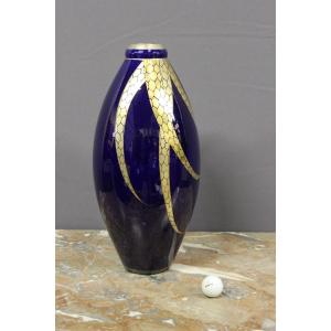 Large Art Deco Porcelain Vase By Pinon Heuzé