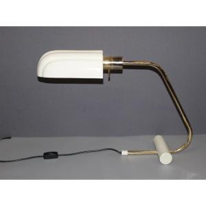 Gilded Metal And Earthenware Desk Lamp Circa 1980