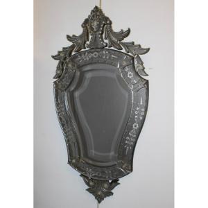 Venetian Mirror With Flower Decor Circa 1950