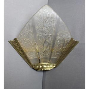 Pair Of Art Deco Corner Wall Lights By Hettier And Vincent