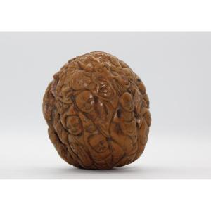 Carved Walnut Of Sage And Dragon, China, Late 19th Century