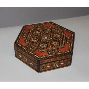 Syrian Hexagonal Marquetry Box Circa 1920