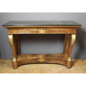 Restoration Period Console In Walnut And Bronze Circa 1820