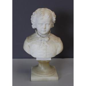 Bust Of A Young Boy From The 18th Century In Alabaster 
