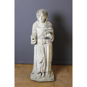 Sculpture Of A Monk In Soft Stone, 122 Cm, Late 18th Century