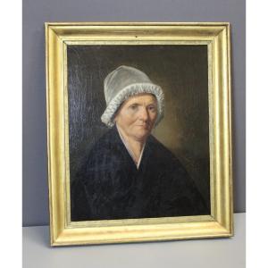 Oil On Canvas, Woman With A White Headdress Dated 1840