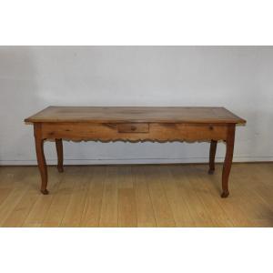 Louis XV Style Farmhouse Table In Cherry Wood 19th Century
