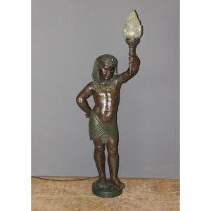 Nubian Egyptian Style Torch Holder In Cast Iron 19th Century