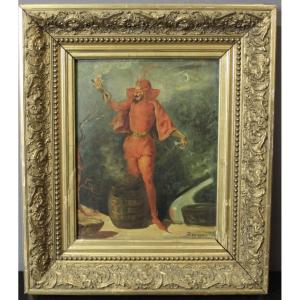 Oil On Canvas, Mephistopheles By Louis Beyson Late 19th Century