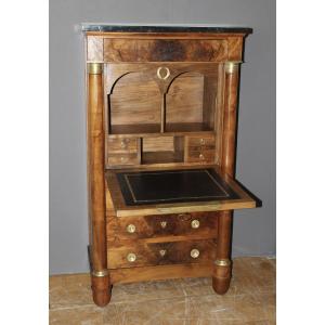 Small Empire Walnut Secretary From The 19th Century