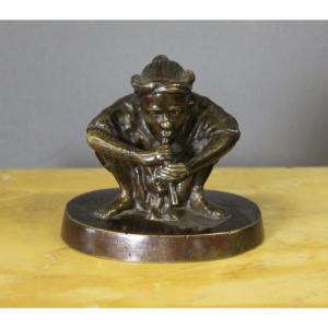Indochinese Bronze Depicting A Flute Player Circa 1900