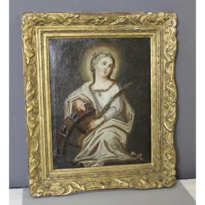 Oil On Canvas "saint Catherine Of Alexandria" Late 18th Century 