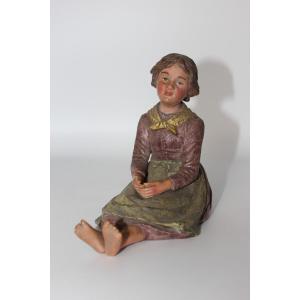 Young Peasant Woman Seated In Terracotta By Bernard Bloch 