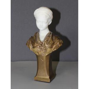 Bust Of A Young Woman In Bronze And Marble By Vordormayer