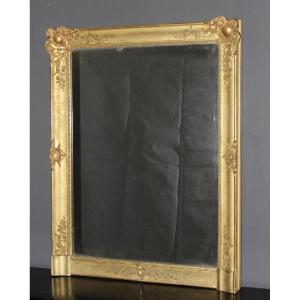Restoration Period Mirror In Gilded Stucco, 19th Century