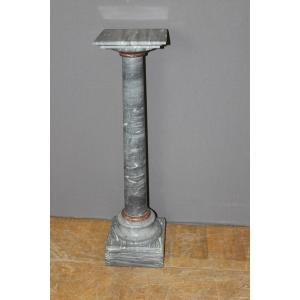 Presentation Column In Turquin Blue And Red Marble, 19th Century