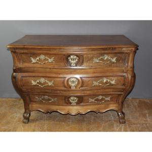 18th-century Bordeaux-style Walnut Commode With Tomb-like Design