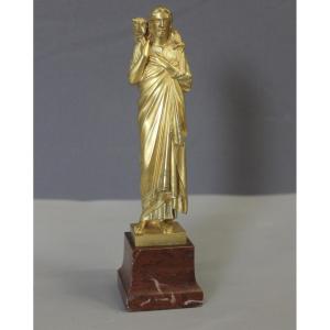 Gilded Bronze Sculpture Of Christ The Good Shepherd, Circa 1900