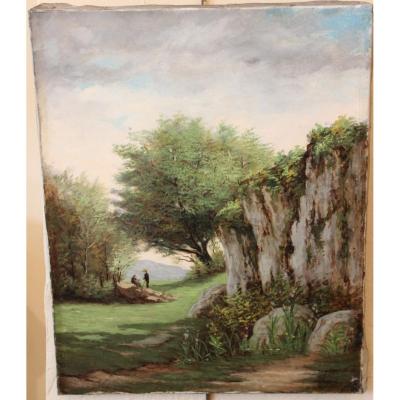 Oil On Canvas Pair Representative Of Mountain Scenery