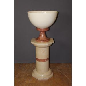Marble And Ceramic Column And Basin Circa 1980