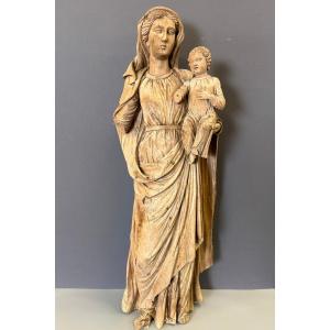 Virgin And Child In Carved Wood, Late 18th Century