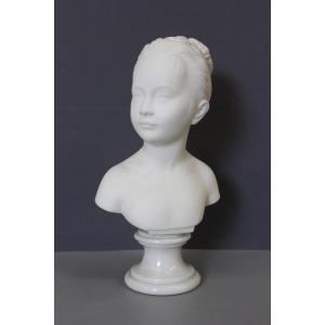 Bust Of A Young Woman , Marie Louise Brongniart , In Carrara Marble Circa 1900