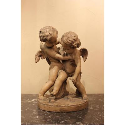 Cherubs Sculpture Terracotta