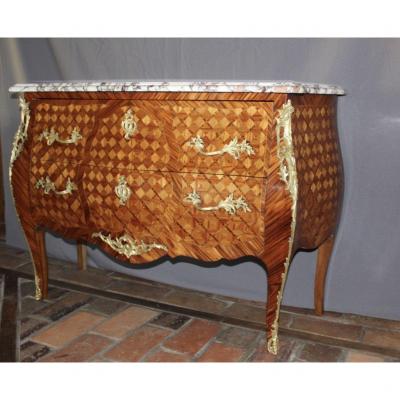 Louis XV Style Commode In Cube Marquetry