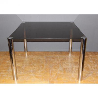 Chrome And Glass Dining Table 1970