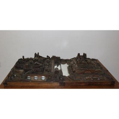 Model Of Village In Walnut XIX
