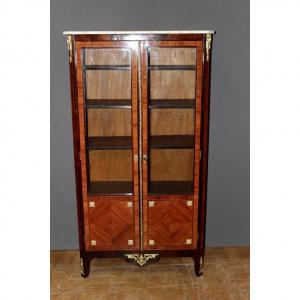 Louis XVI Style Showcase In Marquetry Late XIX