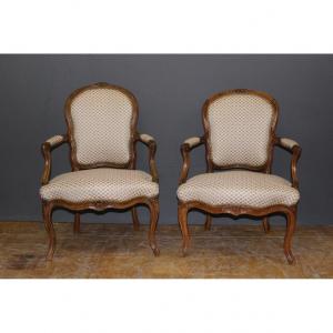 Pair Of Louis XV Cabriolets In Beech XVIII