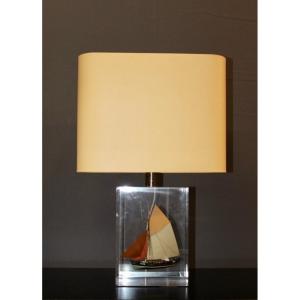 Plexiglas Lamp Boat Inclusion Circa 1980
