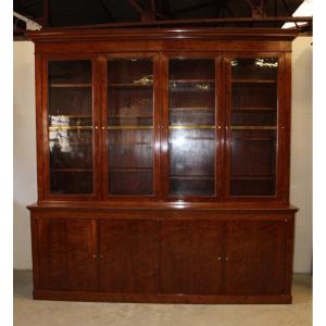 Napoleon III Period Speckled Mahogany Bookcase With Four Doors