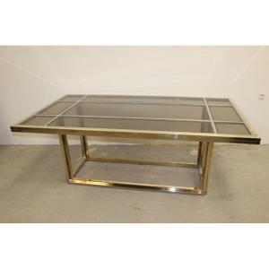 Dining Table And Chrome And Brass By Roméo Rega Circa 1970