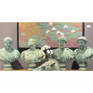4 Bronze Busts - Roman Emperors