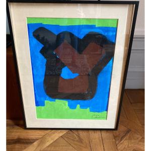 Ange Falchi (1913-1989), Gouache On Paper, Abstract Composition