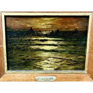 Georges Maroniez (1865-1933) Voiliers Au Couchant 
