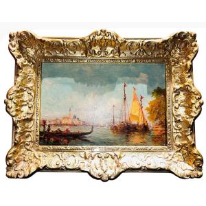 W. Ziller (19th-20th Century) - View Of Venice Oil On Canvas